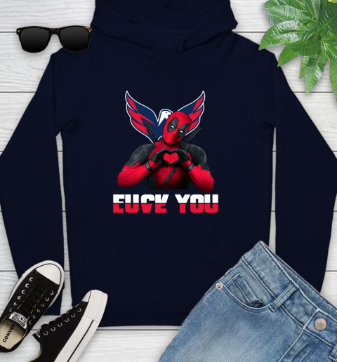 NHL Washington Capitals Deadpool Love You Fuck You Hockey Sports Youth Hoodie 3