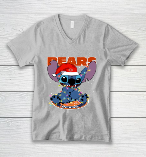 Chicago Bears NFL Football noel stitch Christmas V-Neck T-Shirt 2