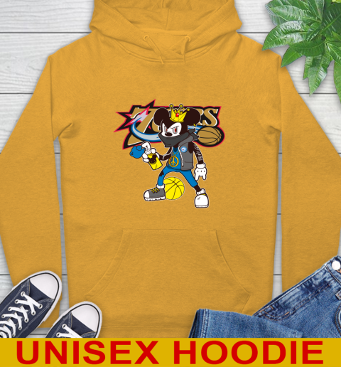 Philadelphia 76ers NBA Basketball Mickey Peace Sign Sports Hoodie 3