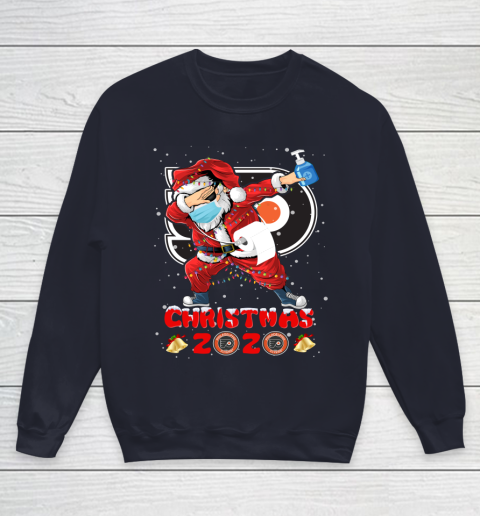 Philadelphia Flyers Funny Santa Claus Dabbing Christmas 2020 NHL Youth Sweatshirt 2