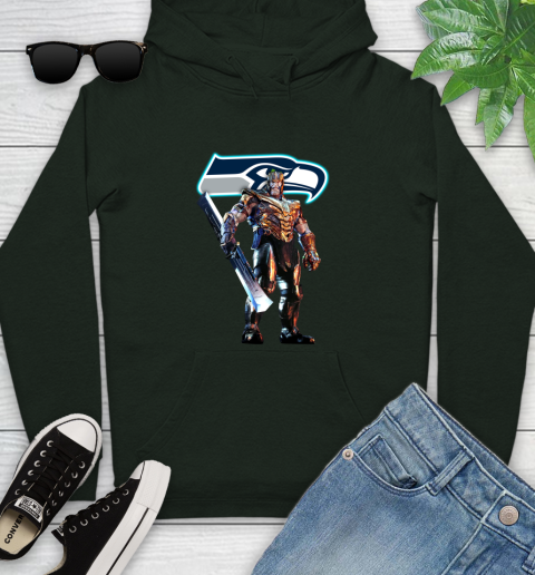 NFL Thanos Gauntlet Avengers Endgame Football Seattle Seahawks Youth Hoodie 13