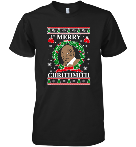 Merry Chrithmith Ugly Christmas Slouchy Off Shoulder Oversized Premium Men's T-Shirt