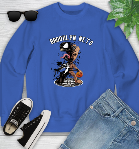 NBA Brooklyn Nets Basketball Venom Groot Guardians Of The Galaxy Youth Sweatshirt 8