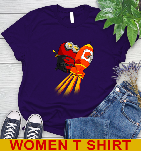 NFL Football Cleveland Browns Deadpool Minion Marvel Shirt Women's T-Shirt 4