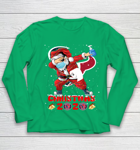 Houston Texans Funny Santa Claus Dabbing Christmas 2020 NFL Youth Long Sleeve 4