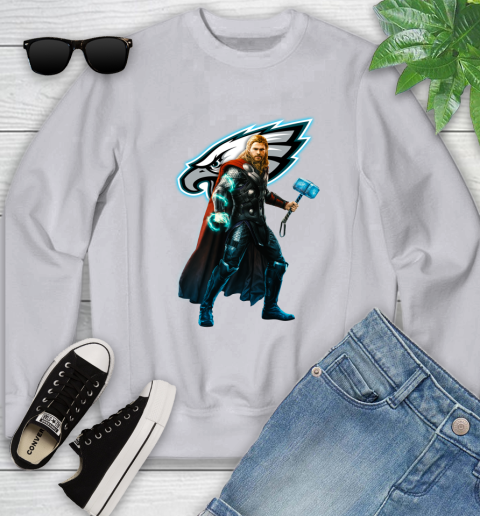 NFL Thor Avengers Endgame Football Philadelphia Eagles Youth Sweatshirt 4