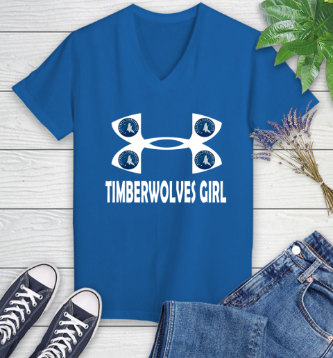 NBA Minnesota Timberwolves Girl Under Armour Basketball Sports Women's V-Neck T-Shirt 10
