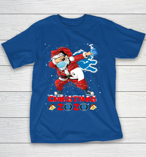 Detroit Lions Funny Santa Claus Dabbing Christmas 2020 NFL Youth T-Shirt 6