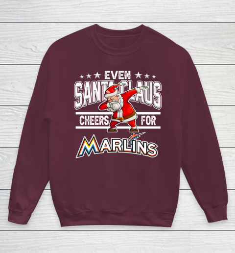 Miami Marlins Even Santa Claus Cheers For Christmas MLB Youth Sweatshirt 4