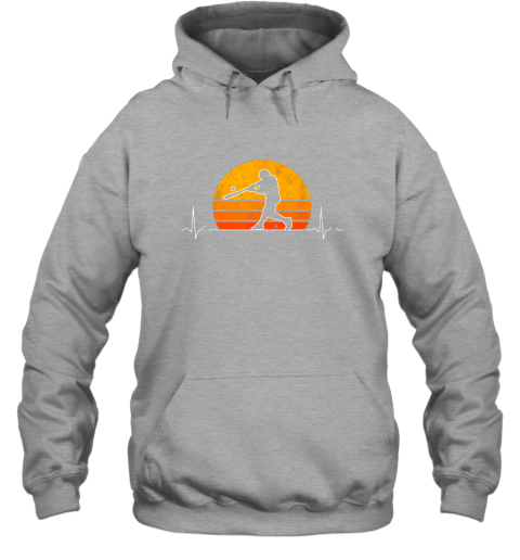 si8h vintage baseball heartbeat retro sunset swinging batter gift hoodie 23 front sport grey