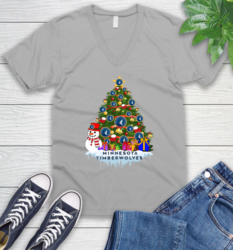 Minnesota Timberwolves Merry Christmas NBA Basketball Sports V-Neck T-Shirt 4