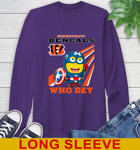 NFL Football Cincinnati Bengals Captain America Marvel Avengers Minion Shirt Long Sleeve T-Shirt 5