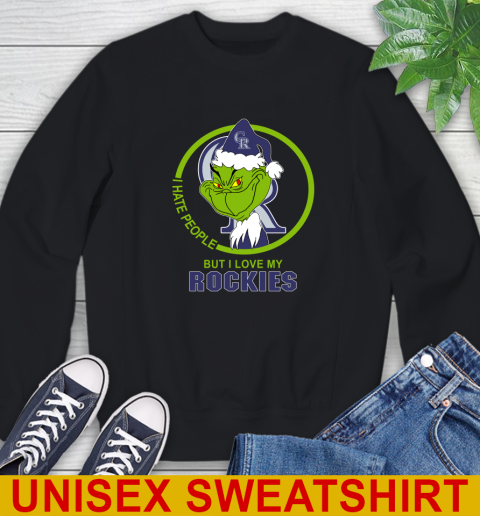 Colorado Rockies MLB Christmas Grinch I Hate People But I Love My Favorite Baseball Team Sweatshirt 2