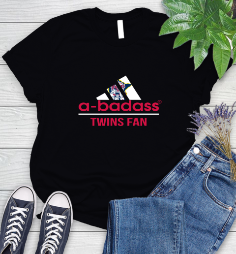 MLB A Badass Minnesota Twins Fan Adidas Baseball Sports Women's T-Shirt