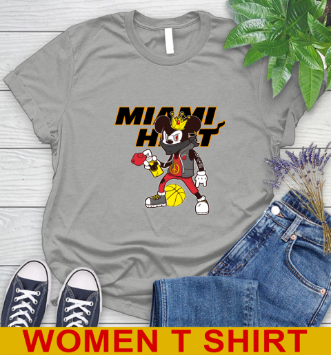 Miami Heat NBA Basketball Mickey Peace Sign Sports Women's T-Shirt 11