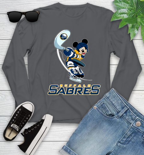 NHL Hockey Buffalo Sabres Cheerful Mickey Mouse Shirt Youth Long Sleeve 8