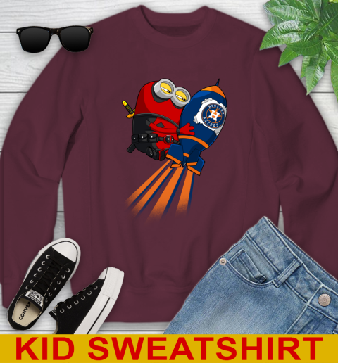 MLB Baseball Houston Astros Deadpool Minion Marvel Shirt Youth Sweatshirt 4