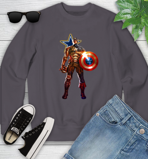 NFL Captain America Marvel Avengers Endgame Football Sports Dallas Cowboys Youth Sweatshirt 6