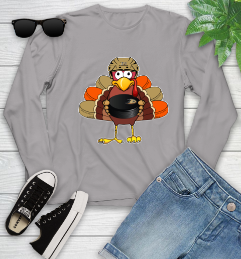 Anaheim Ducks Turkey Thanksgiving Day Youth Long Sleeve 5