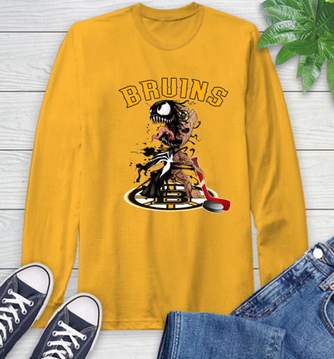 NHL Boston Bruins Hockey Venom Groot Guardians Of The Galaxy Long Sleeve T-Shirt 3