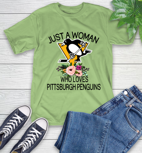 NHL Just A Woman Who Loves Pittsburgh Penguins Hockey Sports T-Shirt 9