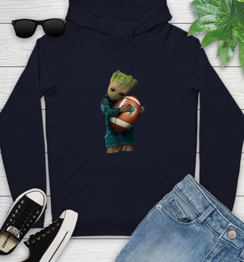 NFL Groot Guardians Of The Galaxy Football Sports Miami Dolphins Youth Hoodie 4