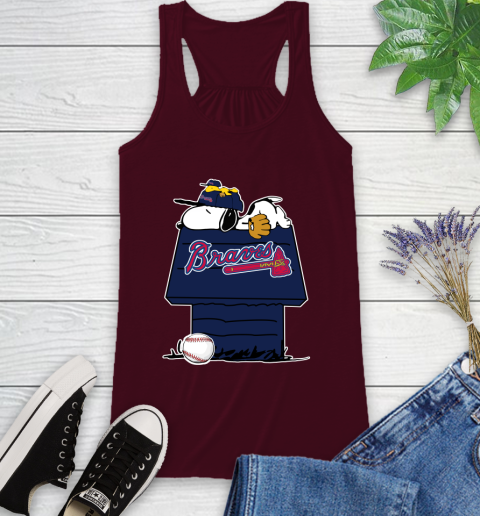 MLB Atlanta Braves Snoopy Woodstock The Peanuts Movie Baseball T Shirt Racerback Tank 3