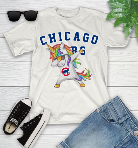 Chicago Cubs MLB Baseball Funny Unicorn Dabbing Sports Youth T-Shirt