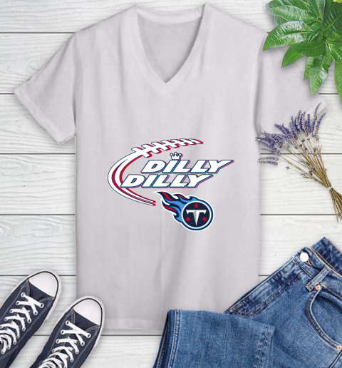 NFL Tennessee Titans Dilly Dilly Football Sports Women's V-Neck T-Shirt