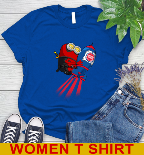 NBA Basketball Detroit Pistons Deadpool Minion Marvel Shirt Women's T-Shirt 10