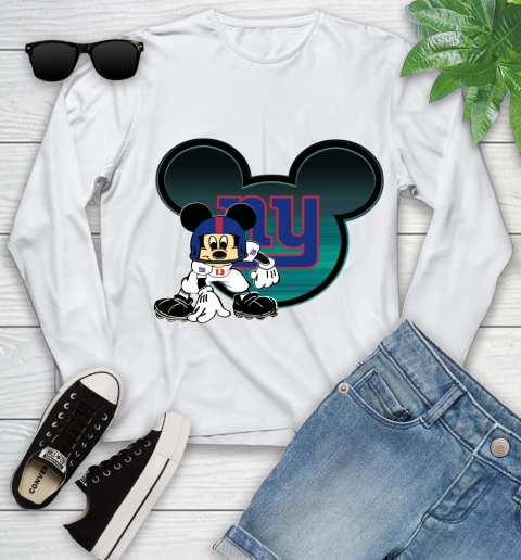 NFL New York Giants Mickey Mouse Disney Football T Shirt Youth Long Sleeve