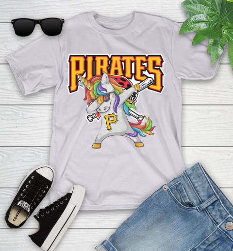 Pittsburgh Pirates MLB Baseball Funny Unicorn Dabbing Sports Youth T-Shirt 4