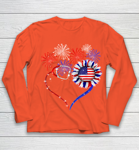 Patriotic Nurse 4th Of July American Flag Independence Day Youth Long Sleeve 3