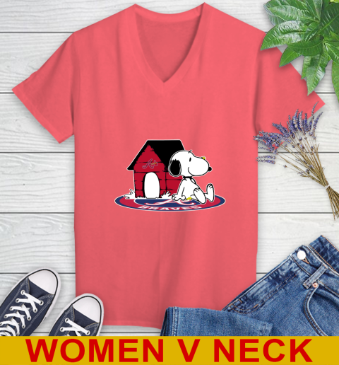 MLB Baseball Atlanta Braves Snoopy The Peanuts Movie Shirt Women's V-Neck T-Shirt 7