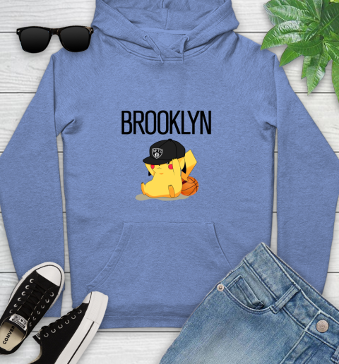NBA Pikachu Basketball Sports Brooklyn Nets Youth Hoodie 12