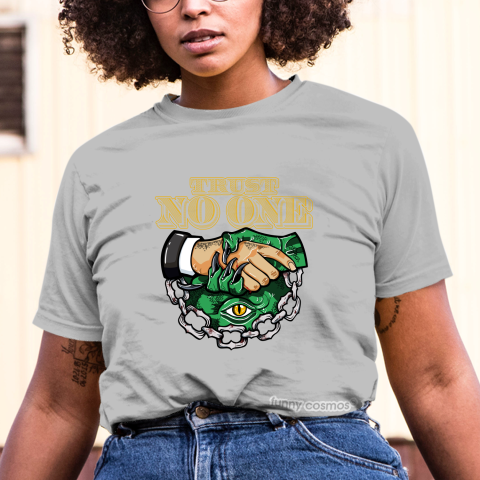 Trust No One Eye T Shirt To Matching Jordan 5 Oregon Apple GreenBlack Shirts Hip Hop Tshirts Sneakers Matching