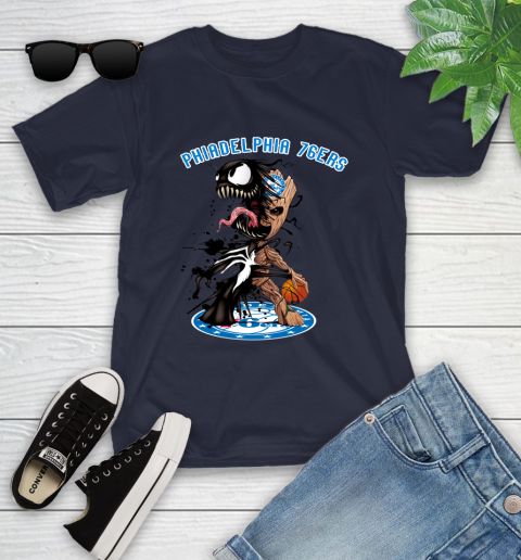 NBA Philadelphia 76ers Basketball Venom Groot Guardians Of The Galaxy Youth T-Shirt 3