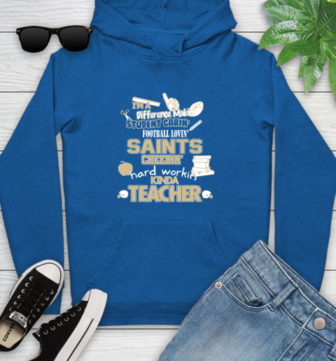 New Orleans Saints NFL I'm A Difference Making Student Caring Football Loving Kinda Teacher Youth Hoodie 11