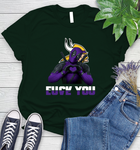 NHL Minnesota Vikings Deadpool Love You Fuck You Football Sports Women's T-Shirt 6