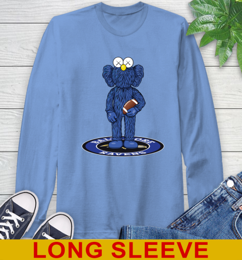 NFL Football Baltimore Ravens Kaws Bff Blue Figure Shirt Long Sleeve T-Shirt 11