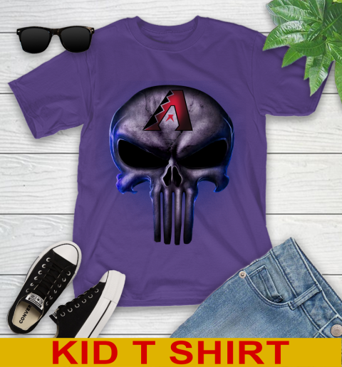 Arizona Diamondbacks MLB Baseball Punisher Skull Sports Youth T-Shirt 3
