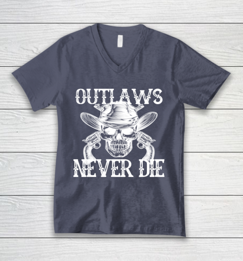 Outlaws Never Die shirt skull biker V-Neck T-Shirt 7