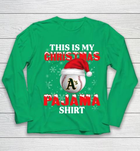 Oakland Athletics This Is My Christmas Pajama Shirt MLB Youth Long Sleeve 4