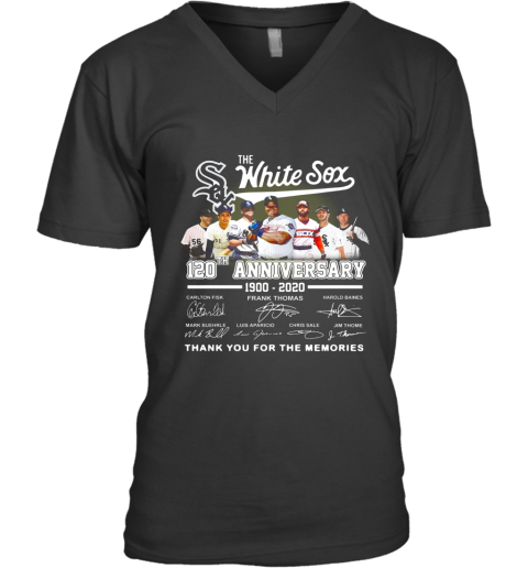 The Chicago White Sox 120Th Anniversary 1990 2020 Thank You For The Memories Signatures V-Neck T-Shirt