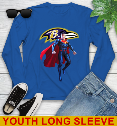 NFL Superman DC Sports Football Baltimore Ravens Youth Long Sleeve 10