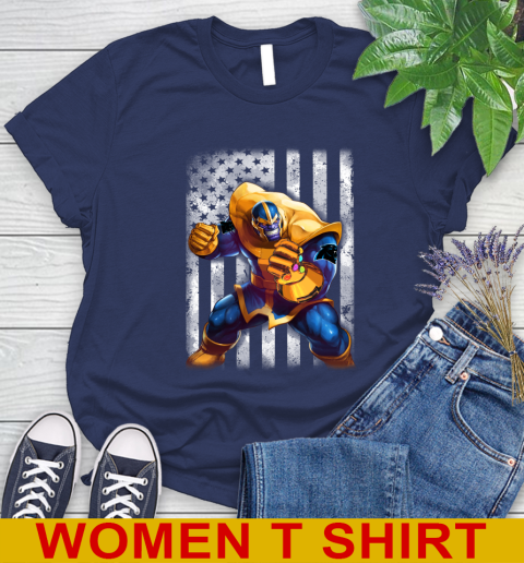 NFL Football Carolina Panthers Thanos Marvel American Flag Shirt Women's T-Shirt 12
