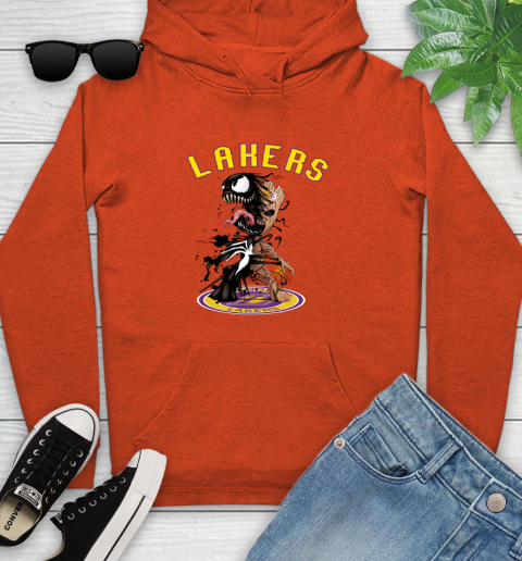 NBA Los Angeles Lakers Basketball Venom Groot Guardians Of The Galaxy Youth Hoodie 5