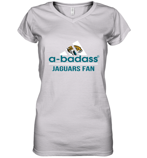 NFL A Badass Jacksonville Jaguars Fan Adidas Football Sports Women's V-Neck T-Shirt
