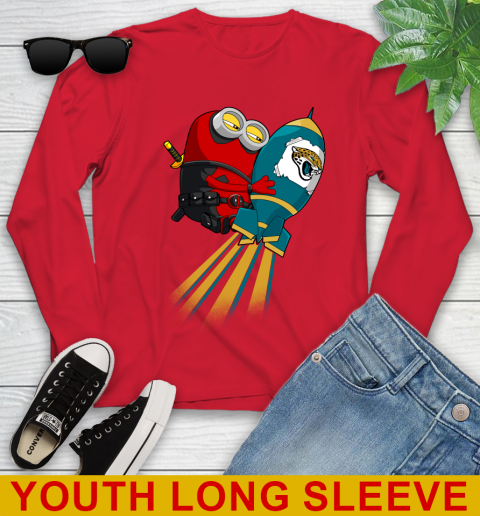NFL Football Jacksonville Jaguars Deadpool Minion Marvel Shirt Youth Long Sleeve 11