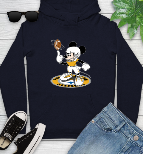 NFL Football Pittsburgh Steelers Cheerful Mickey Disney Shirt Youth Hoodie 4